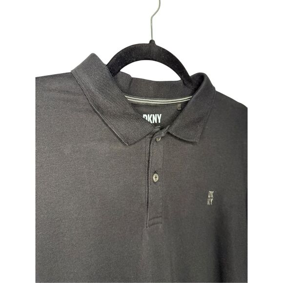 DKNY Men’s XL Short Sleeve Polo Shirt Black Slim Fit Collared Logo Casual Office - Picture 3 of 6